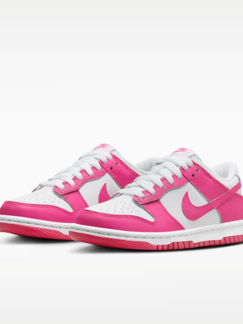 Nike Dunk Low GS Size 5Y White Pink Fuchsia Girls Sneakers FB9109-102